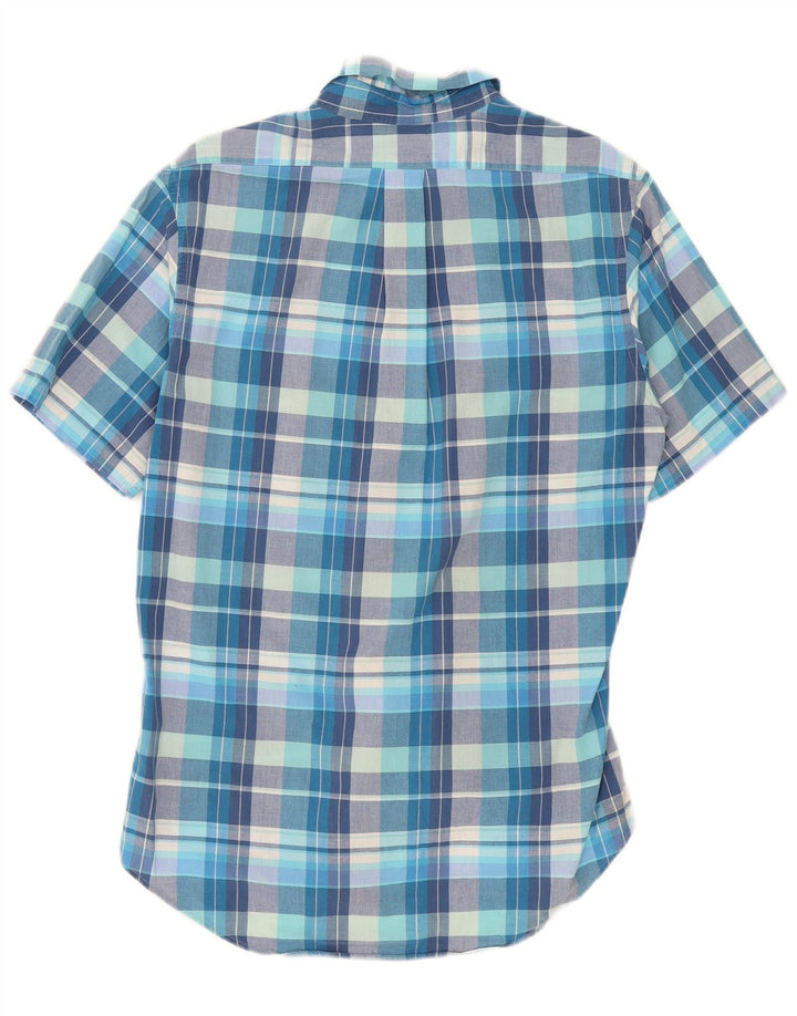 Brooks Brothers Camisa de manga corta Regent para hombre de algodón a cuadros azul medio