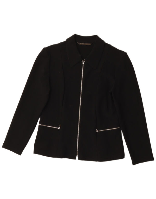 Marks & Spencer Chaqueta tipo blazer con cremallera completa para mujer UK 44 Medium Black Nylon