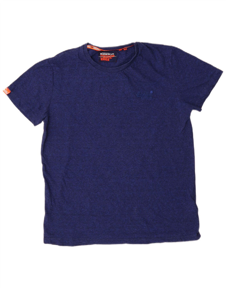 Superdry Camiseta para hombre Top Medium de algodón moteado en azul marino