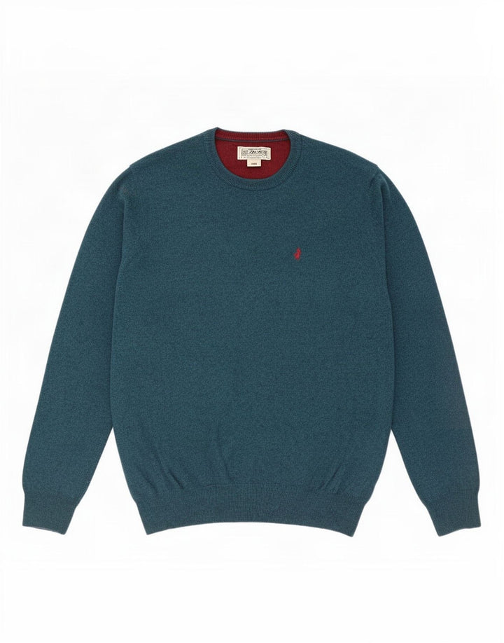 Marlboro Classics - Jersey de cuello redondo para hombre, lana azul grande