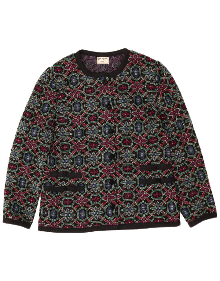 Cárdigan Mujer Les Lunis IT 48 XL Lana Geométrica Multicolor