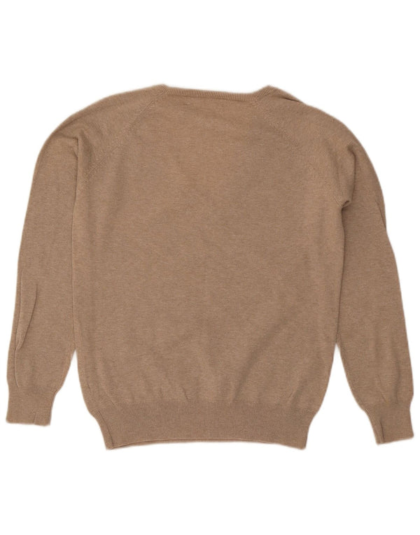 Zara Mujer Jersey con Cuello en V Jersey UK 40 XL Algodón Beige