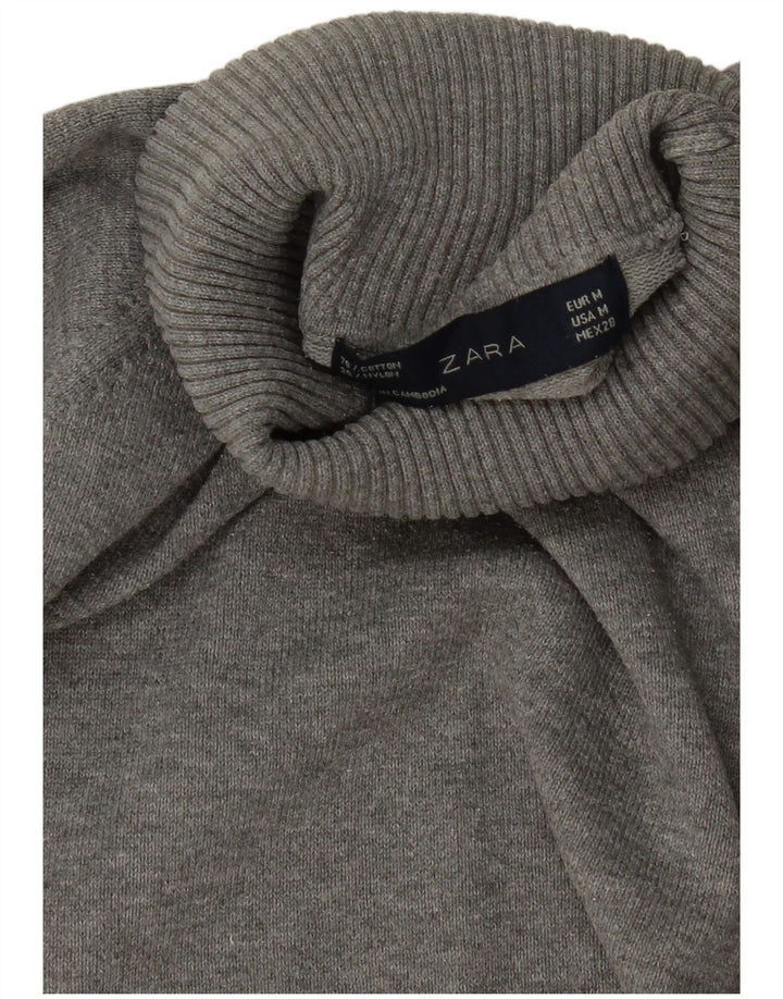 Zara - Jersey corto con cuello vuelto para mujer, talla 40, color gris medio
