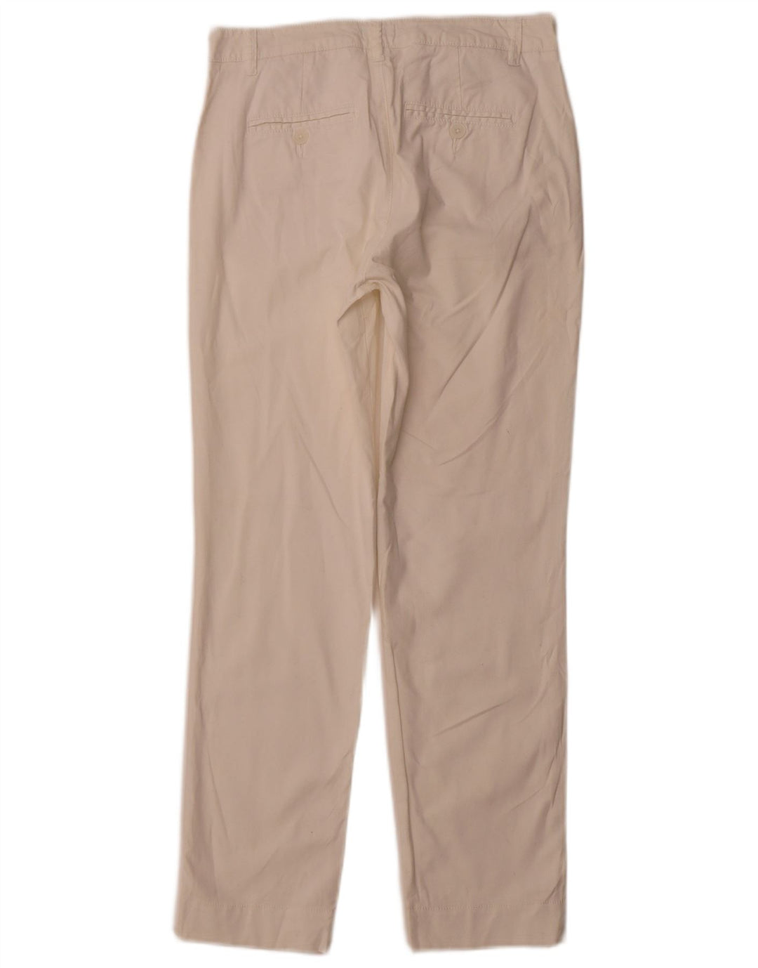 BENETTON Pantalones chinos rectos para mujer UK 10 Small W28 L28 Algodón blanco