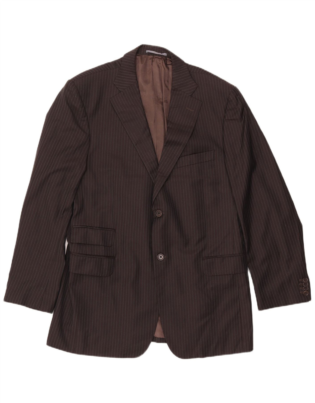 MASSIMO DUTTI Chaqueta tipo blazer de 2 botones para hombre EU 54 XL Lana a rayas marrón