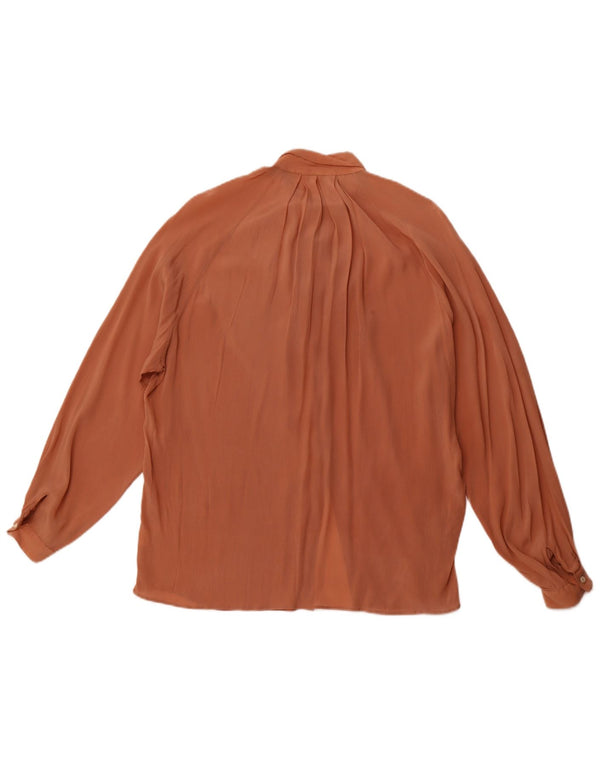 VINTAGE Blusa holgada de manga larga para mujer IT 46 Marrón grande