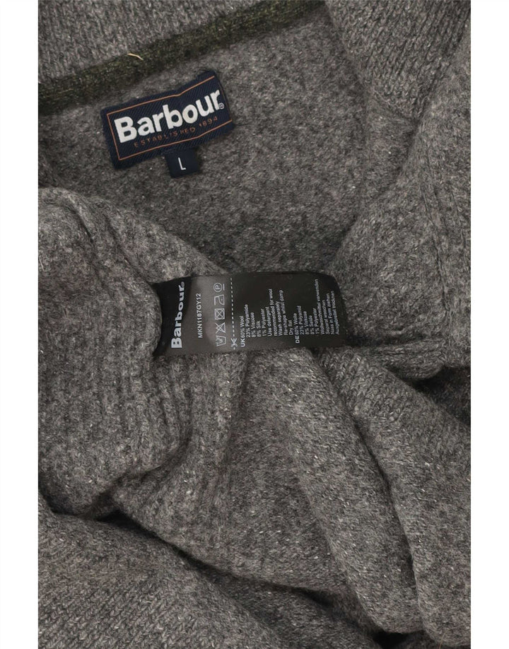 Barbour - Jersey para mujer con cuello y cremallera, talla 40, talla grande, lana gris