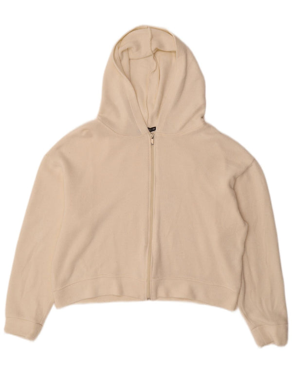 Zara Suéter con capucha y cremallera corta para mujer Reino Unido 44 Viscosa blanca mediana