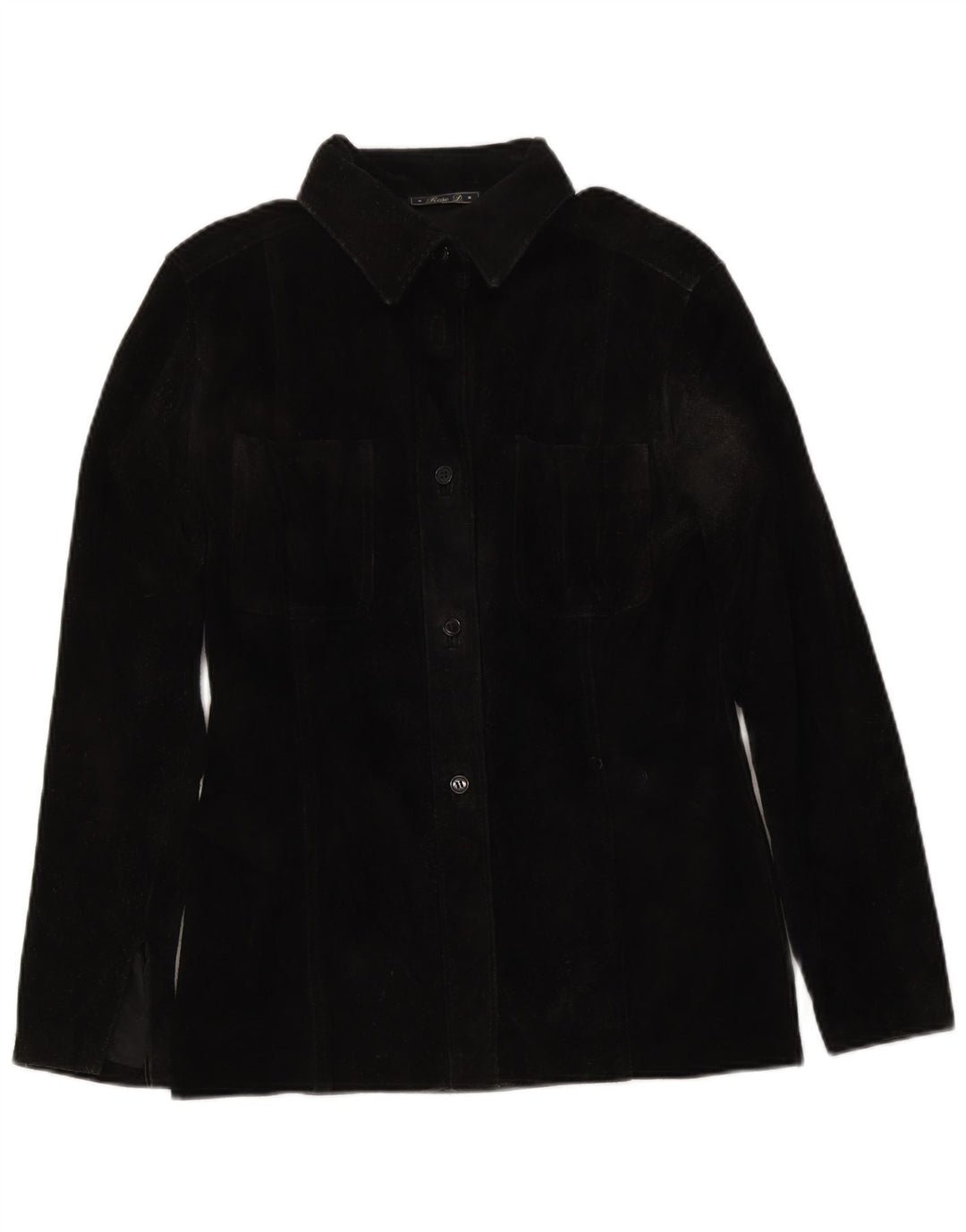 Vintage mujer sobrecamisa ante camisa IT 46 grande negro