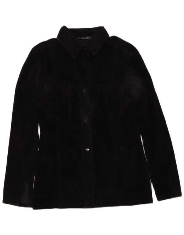 Vintage mujer sobrecamisa ante camisa IT 46 grande negro