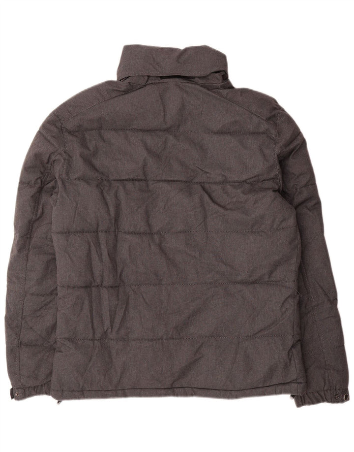 Zara Hombre Chaqueta Acolchada UK 36 Small Gris Poliéster