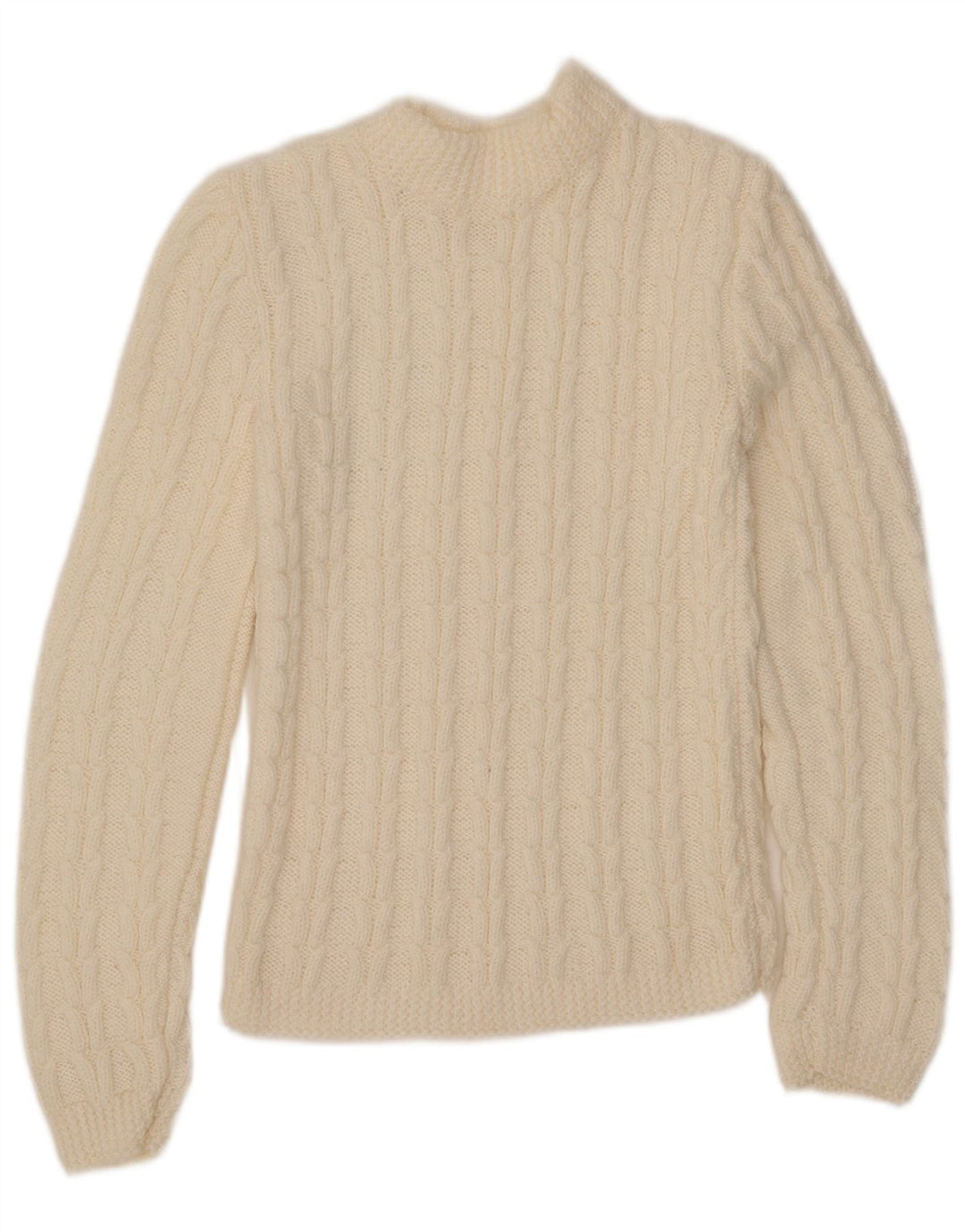 Vintage mujer cuello tortuga jersey suéter Reino Unido 8 pequeño blanco apagado