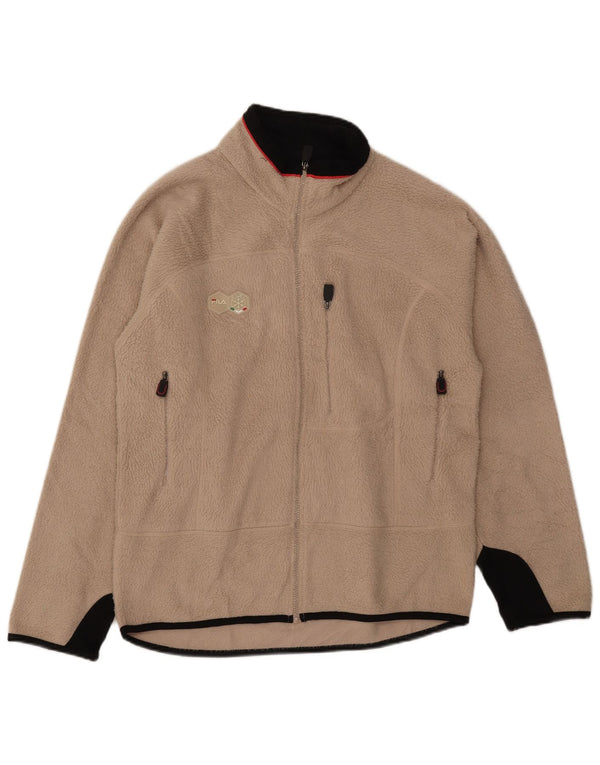 Fila Chaqueta polar para hombre UK 40 Large Beige Colorblock Poliéster