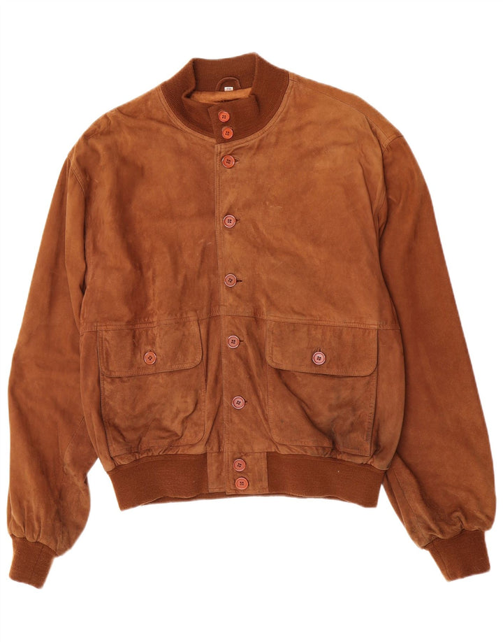 Vintage hombres ante bomber chaqueta IT 50 ante marrón grande