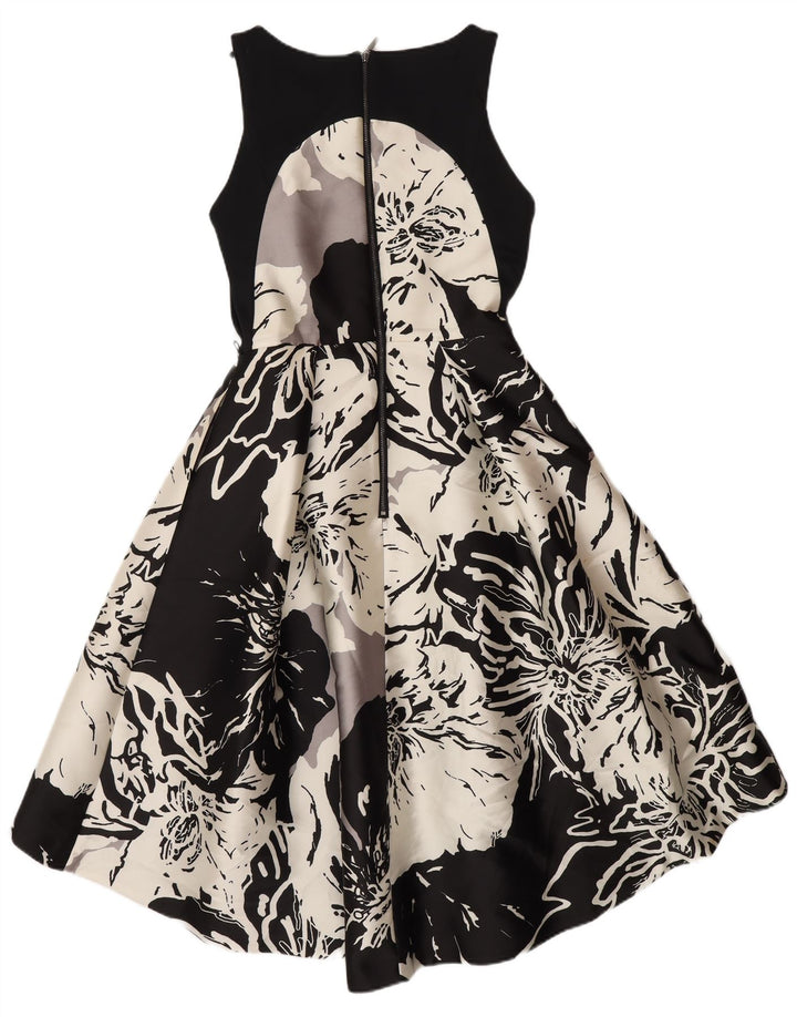 Coast Vestido acampanado para mujer UK 8 Pequeño Poliéster floral negro