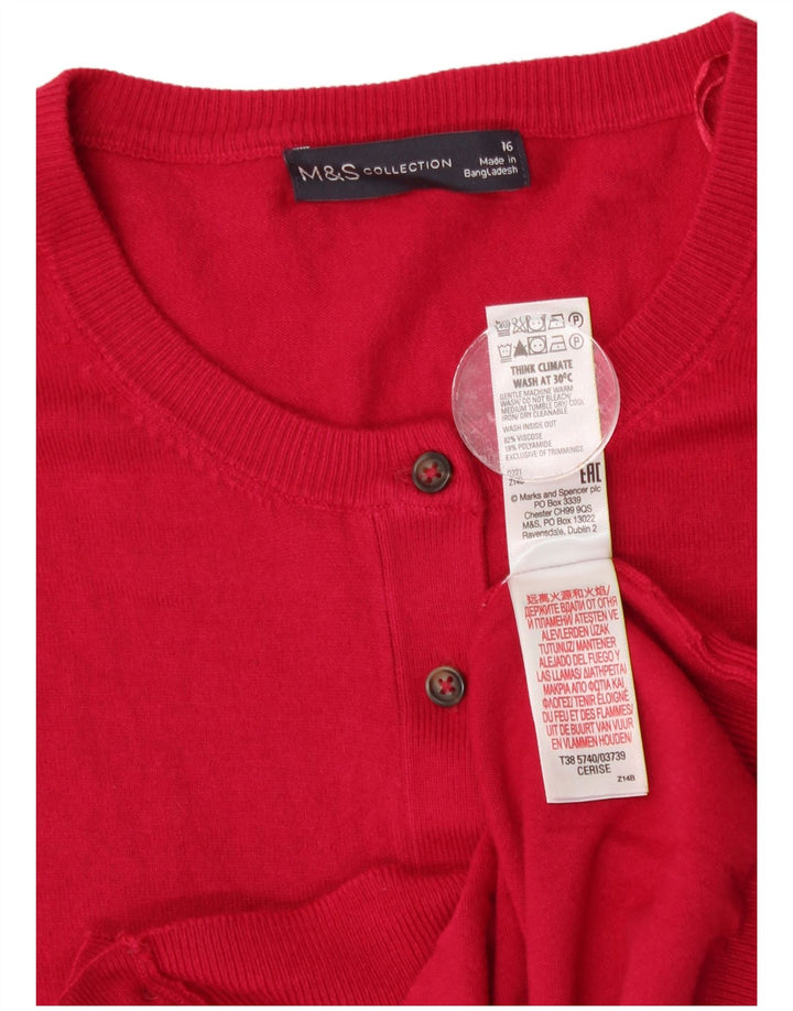 Marks & Spencer Suéter tipo cárdigan corto para mujer UK 46 Viscosa roja grande
