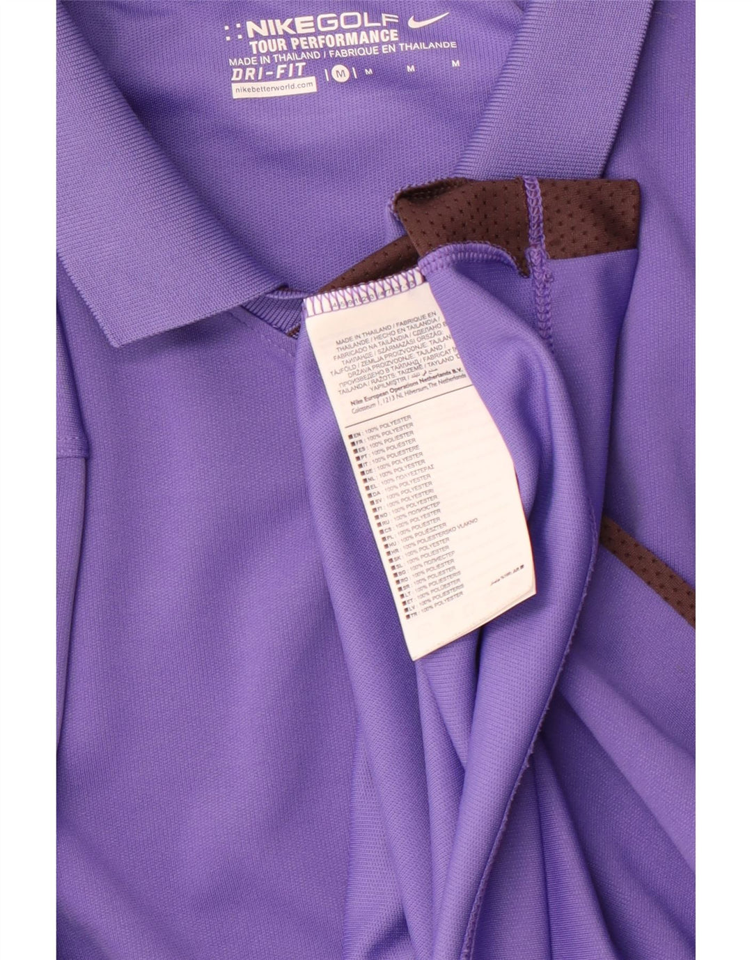 NIKE Polo Dri Fit para Hombre Poliéster Color Block Morado Medio
