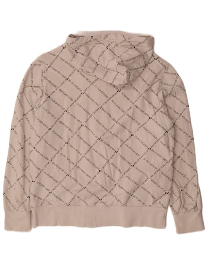 LOTTO Suéter con capucha y cremallera gráfica para hombre Algodón blanco mediano