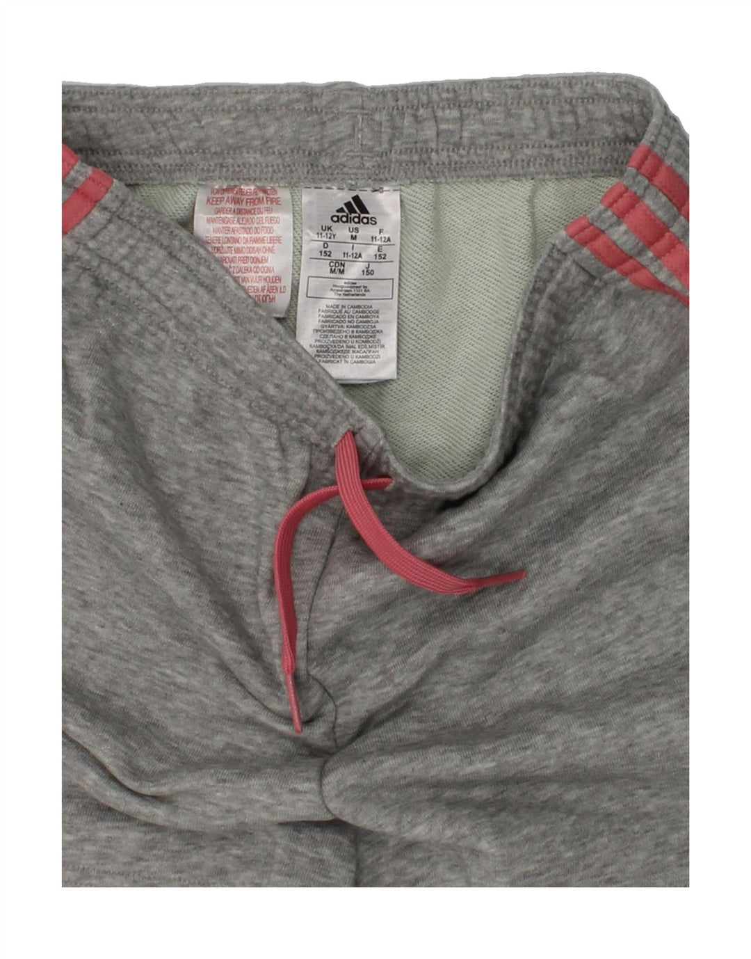 ADIDAS Girls Graphic Sport Shorts 11-12 Years Grey Cotton Vintage Adidas and Second-Hand Adidas from Messina Hembry 