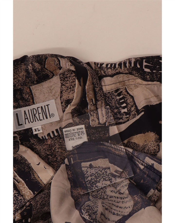 Camisa Laurent Hombre Manga Corta XL Seda Patchwork Multicolor