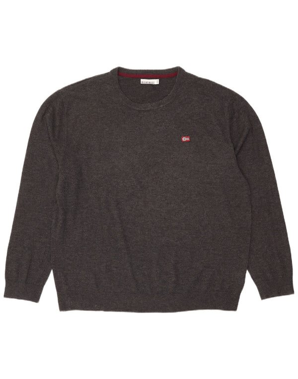 Napapijri Jersey de cuello redondo para hombre, talla 3XL, poliamida gris