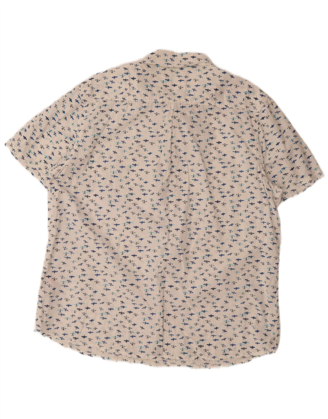 Weird Fish Camisa de manga corta con estampado abstracto para hombre XL Algodón blanco