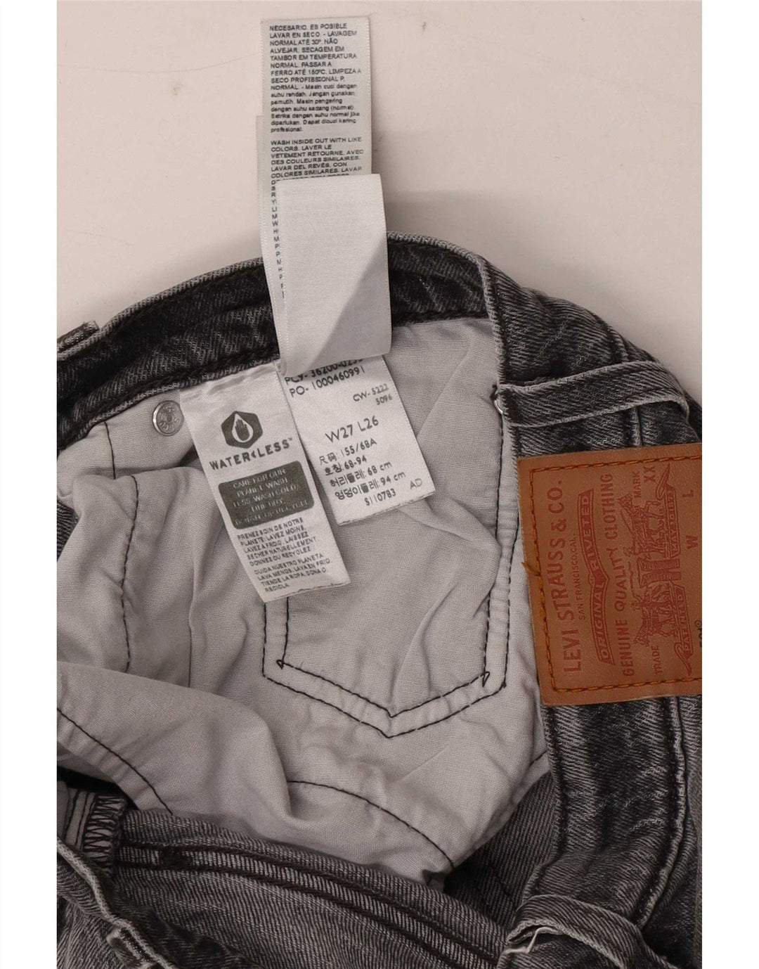 Levi's Vaqueros Rectos 501 Para Mujer W27 L26 Algodón Gris