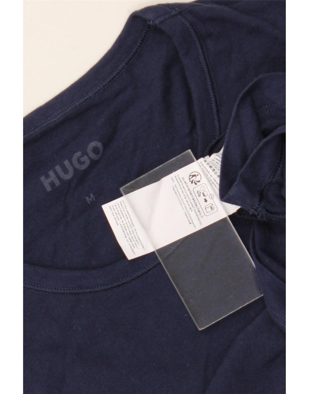 Hugo Boss Hombre Camiseta Top Medium Azul Marino Algodón