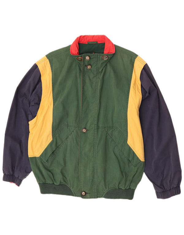 Chaqueta bomber vintage para hombre Reino Unido 42 XL Bloque de color verde