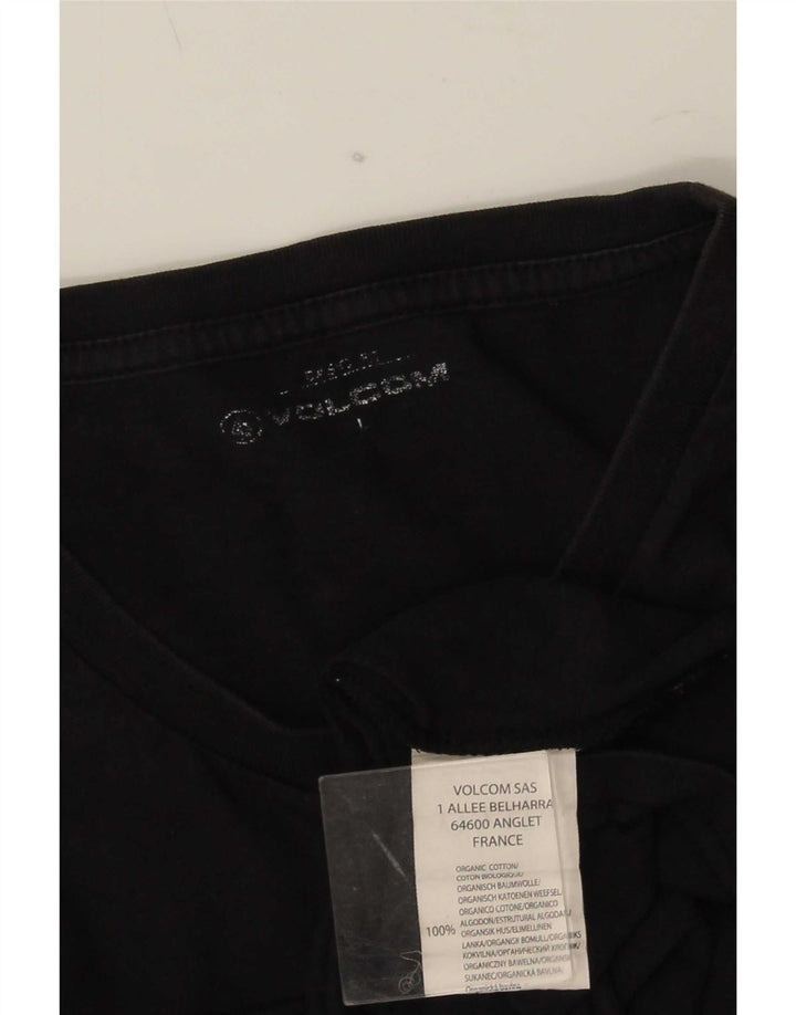 Volcom Camiseta gráfica para hombre Top grande de algodón negro