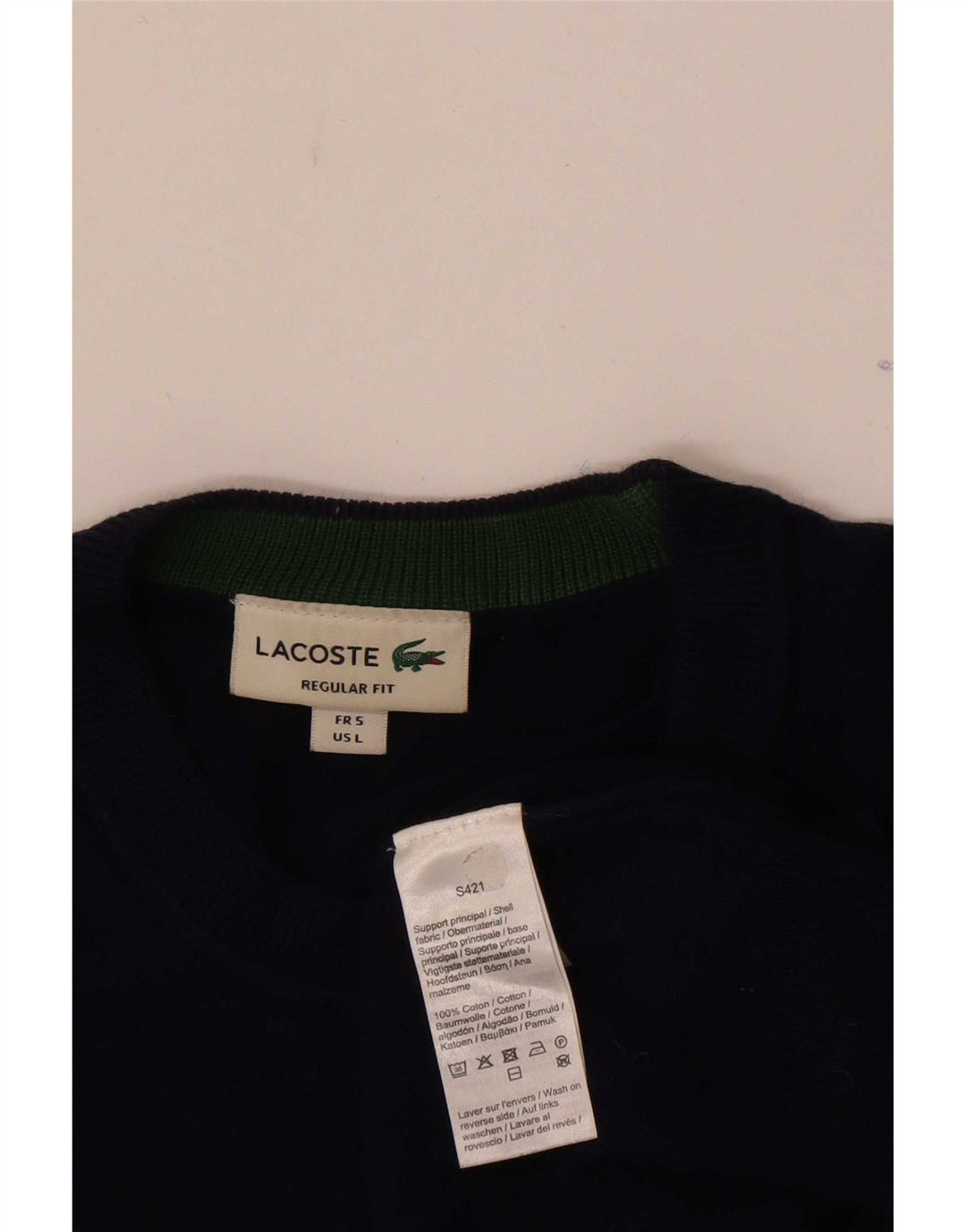 Lacoste Jersey de cuello redondo de ajuste regular para hombre talla 5 grande azul marino