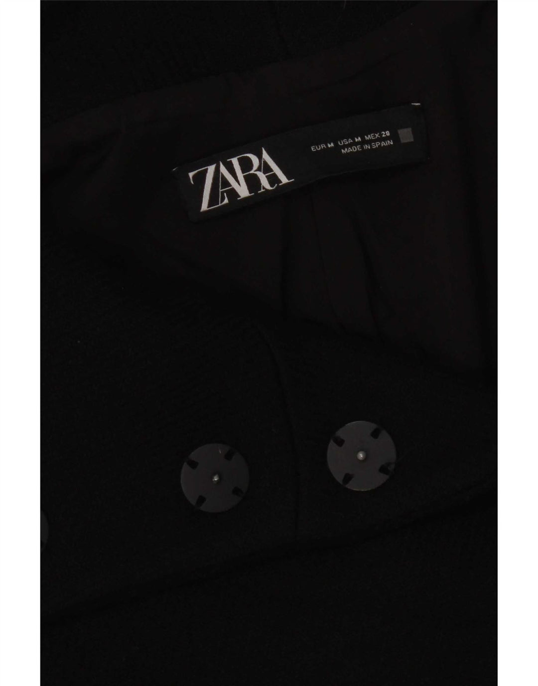 Zara Mujer Abrigo Extragrande UK 44 Mediano Negro
