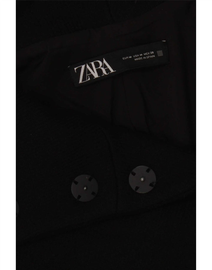 Zara Mujer Abrigo Extragrande UK 44 Mediano Negro