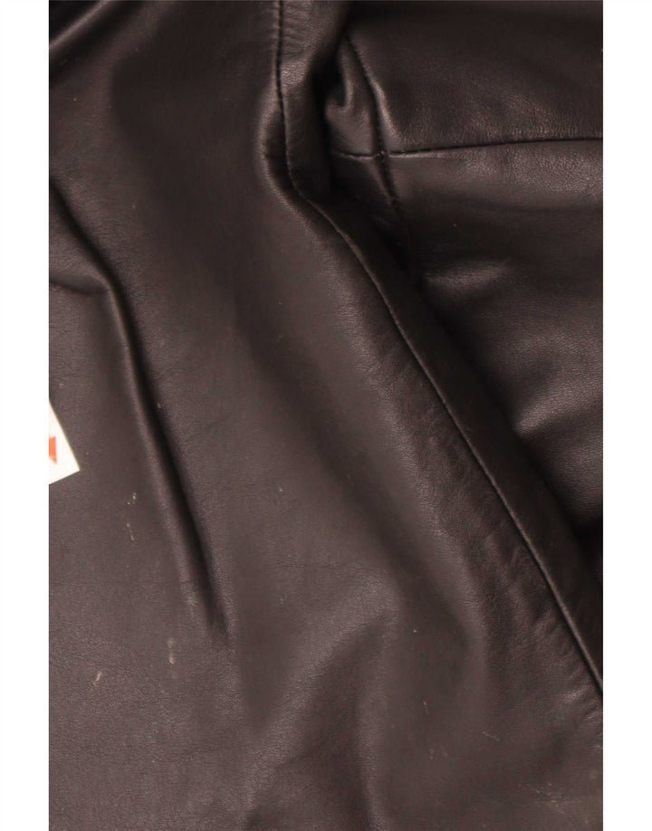 Pantalones de cuero rectos vintage para hombre W34 L32 Negro