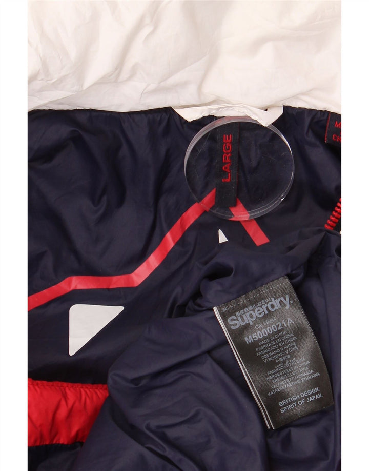 Superdry Chaqueta acolchada con capucha para hombre, Reino Unido 40, poliéster color block blanco grande