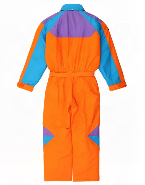 Vintage hombre con capucha mono de esquí XL naranja colorblock poliamida