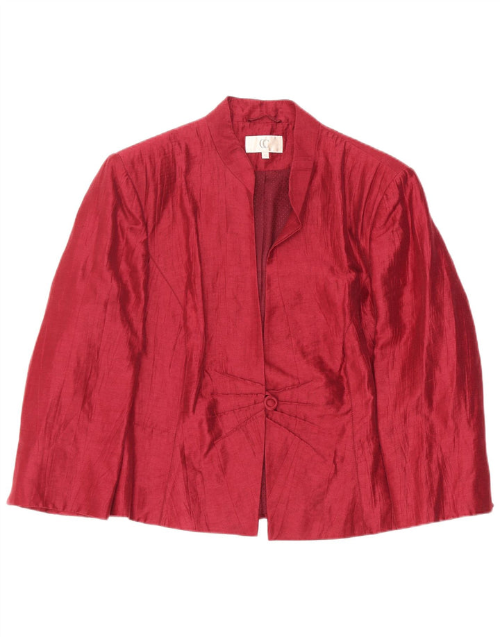 CC Chaqueta tipo blazer con 1 botón para mujer UK 20 2XL Lino burdeos