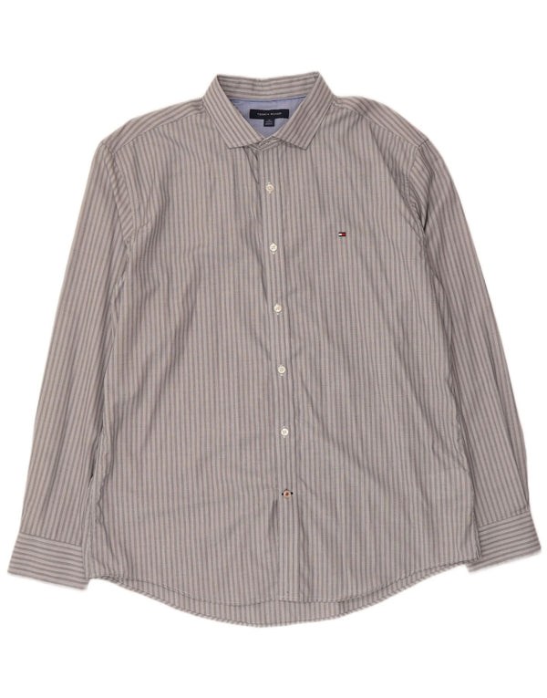 Camisa Tommy Hilfiger Hombre XL Algodón Rayas Gris