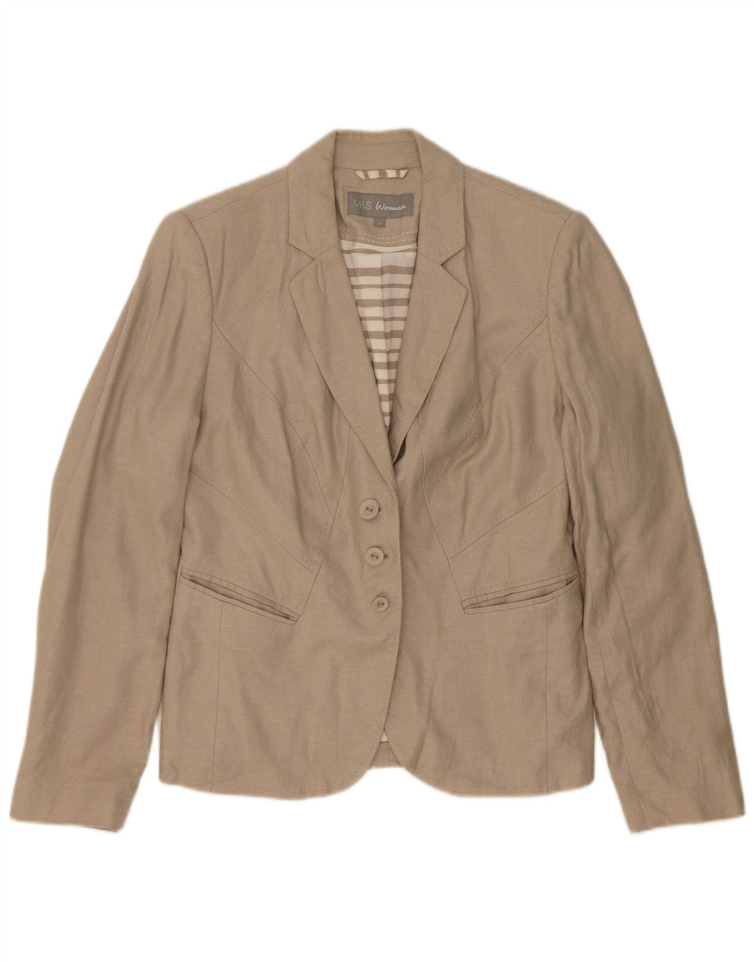 Marks & Spencer Chaqueta Blazer de 3 Botones para Mujer UK 42 Medium Beige