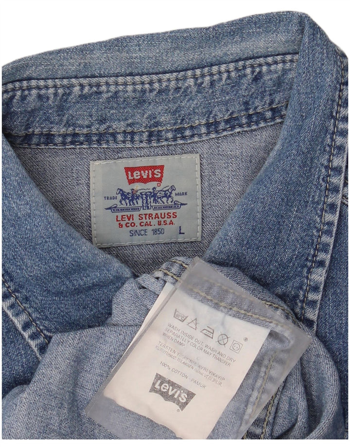 Camisa vaquera Levi's para hombre, estilo western de algodón azul grande