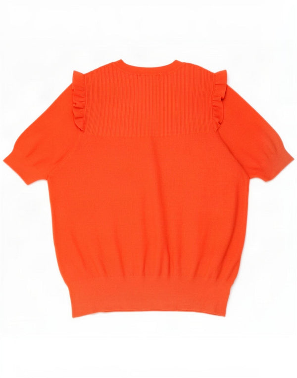Marks & Spencer Womens Crew Neck Jumper Sweater UK 12 Medium Orange