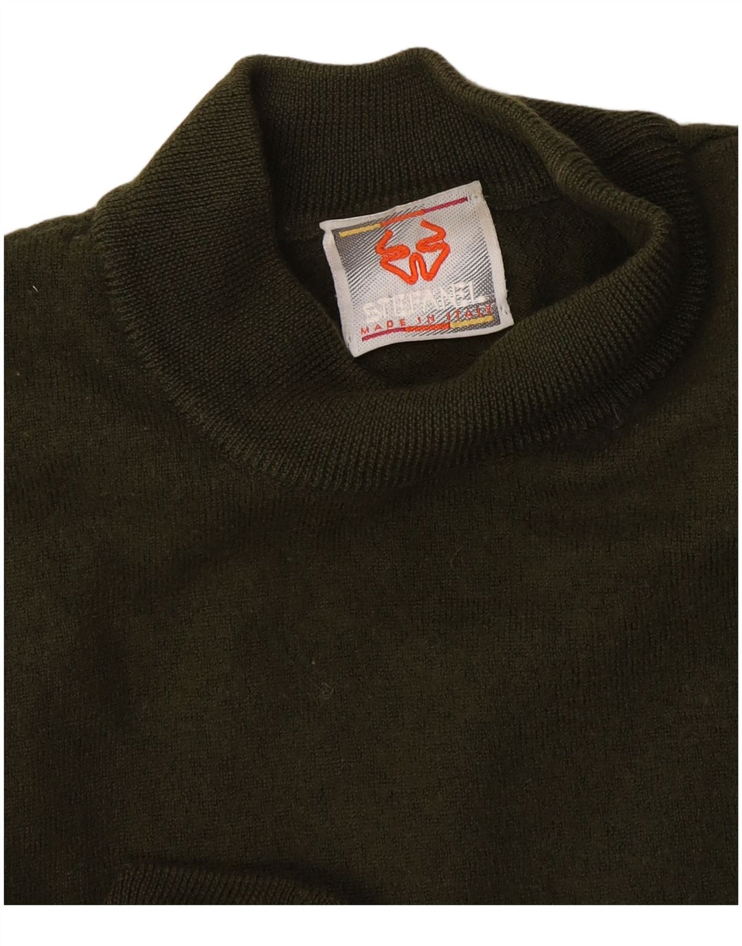 Stefanel Suéter con cuello alto para mujer, talla 40, color caqui