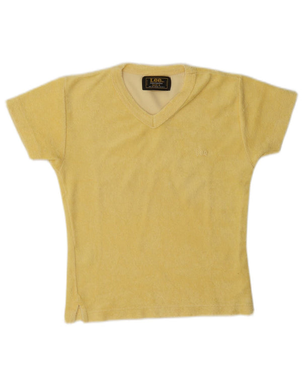 Lee Camiseta Corta de Terciopelo para Mujer UK 10 Small Yellow Cotton
