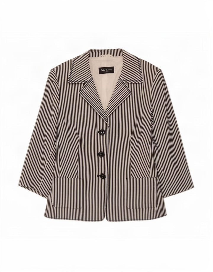 Betty Barclay Chaqueta Blazer de 3 Botones para Mujer IT 44 Rayas Blancas Medianas