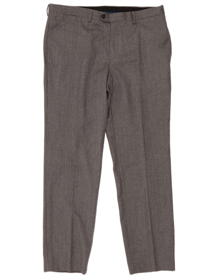 MARKS & SPENCER Pantalón de traje autógrafo para hombre W36 L31 Espiga gris