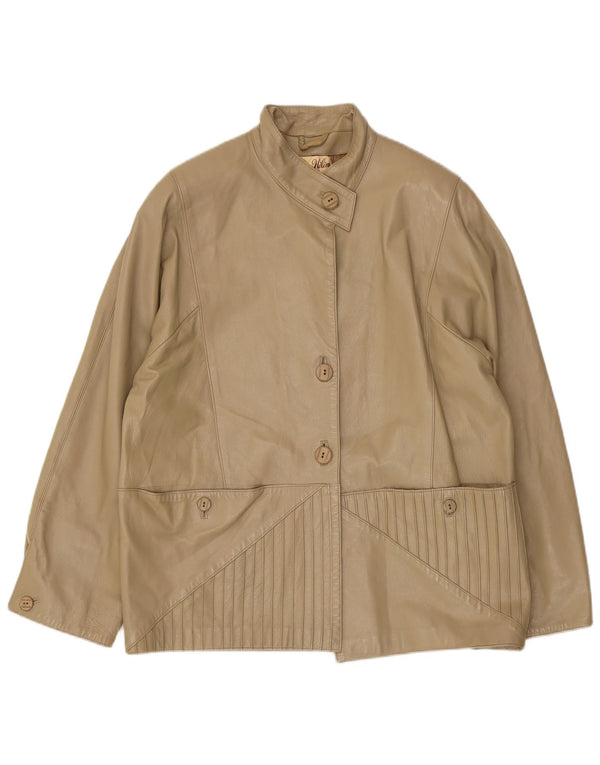 Chaqueta de cuero vintage para mujer IT 46 cuero beige grande