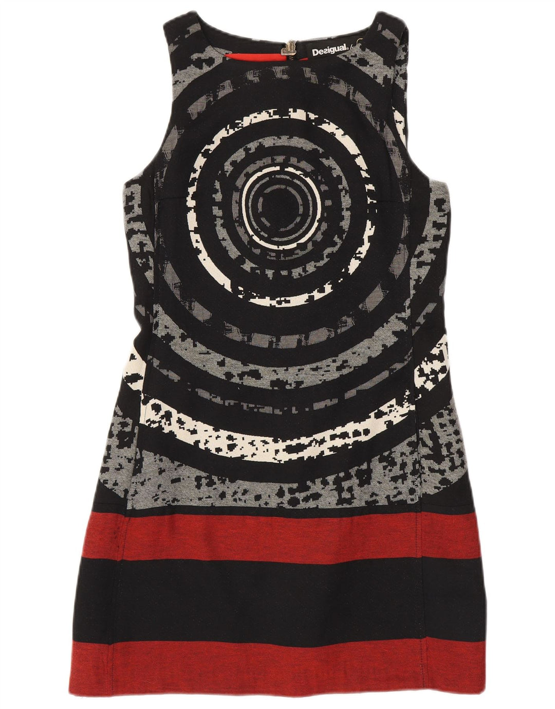 DESIGUAL Vestido tubo sin mangas para mujer EU 38 Medio Negro Geométrico