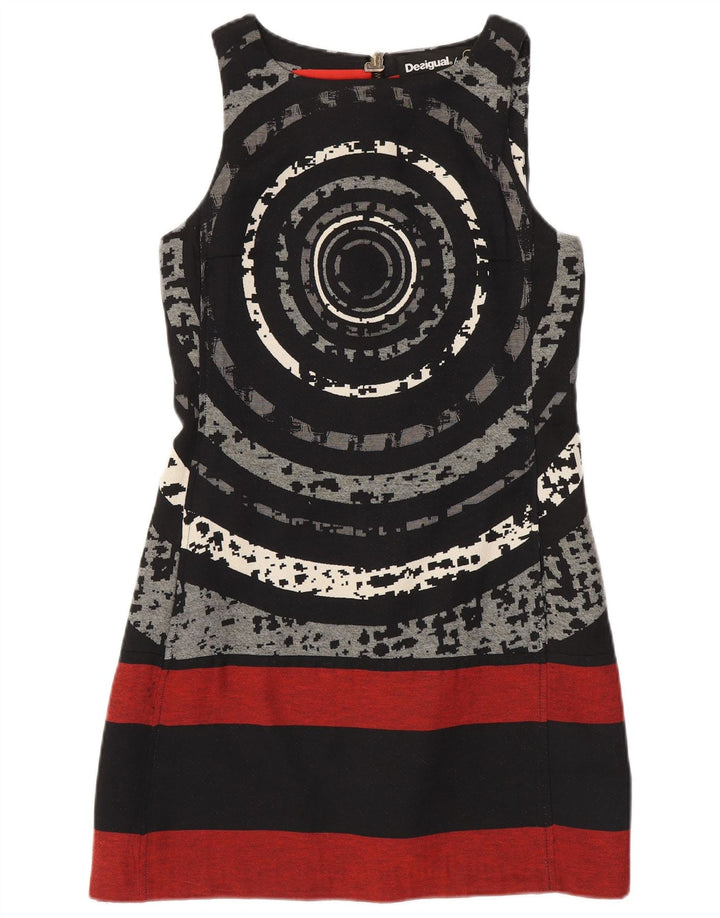 DESIGUAL Vestido tubo sin mangas para mujer EU 38 Medio Negro Geométrico