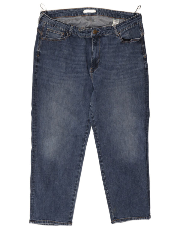 Marks & Spencer Vaqueros recortados de cintura alta para mujer UK 22 3XL W38 L25 Azul