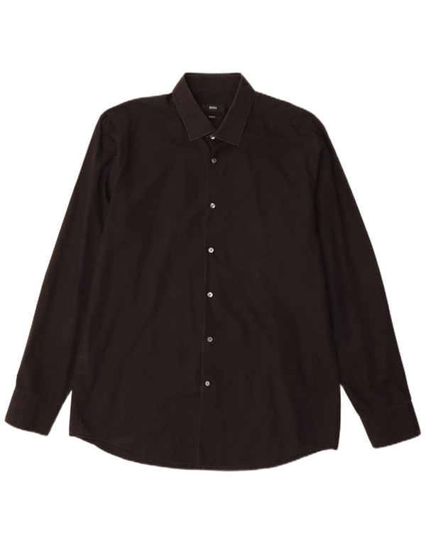 Camisa Hugo Boss Hombre Slim Fit Talla 43 17 XL Algodón Negro